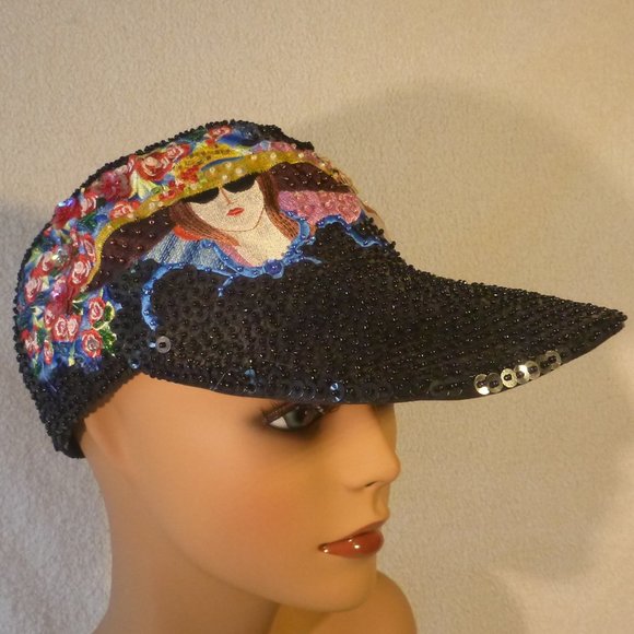 Women's Blinged Long Bill Cap - Picture 1 of 8